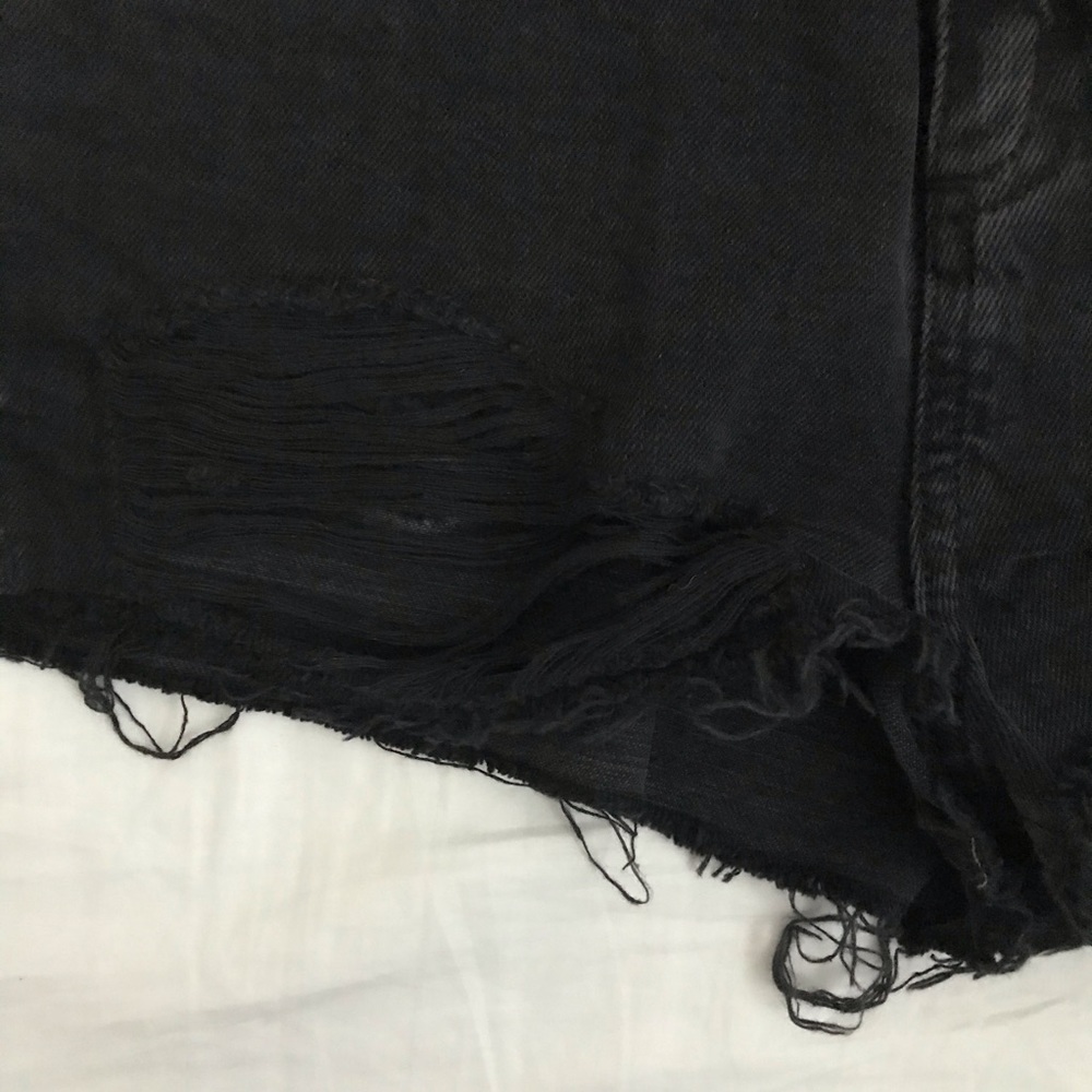 Topshop Ripped High Rise Denim Shorts - Picture 8 of 11